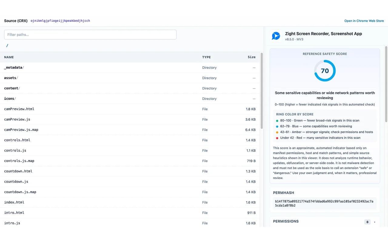 Extension Source Viewer & Security Analyzer · Understand extensions before you trust them illustration 1 of 5