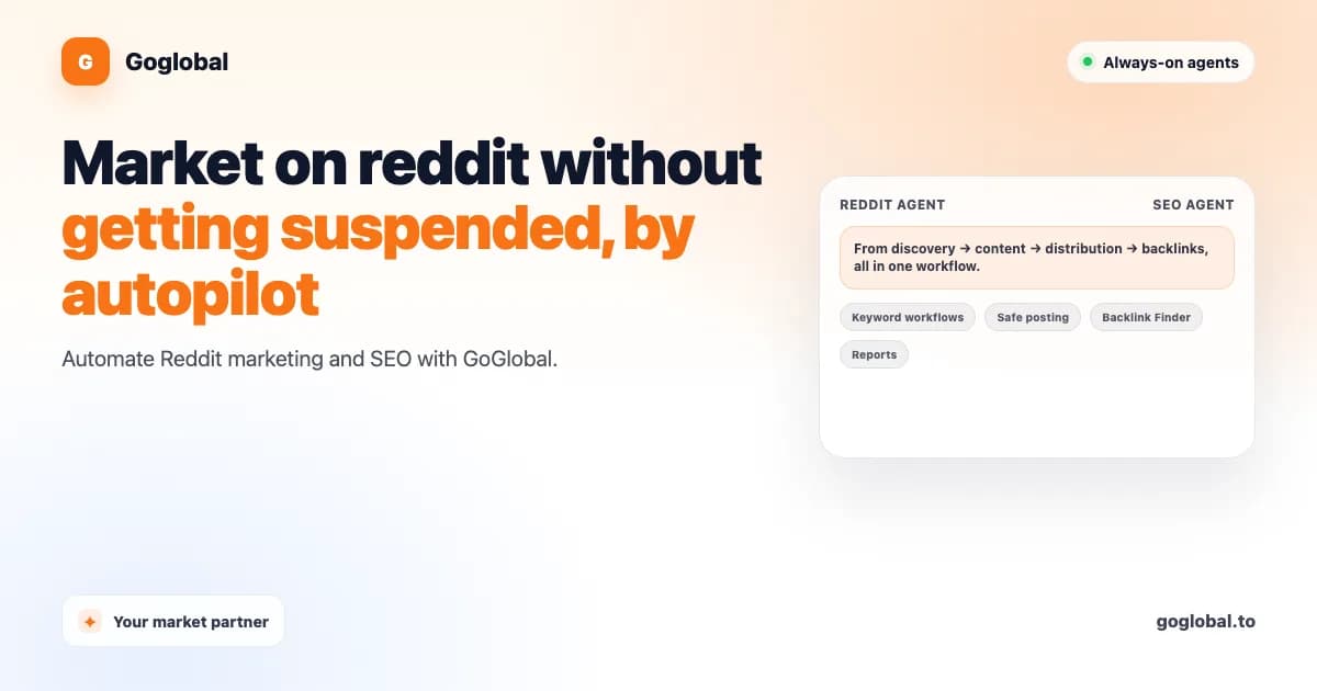 Goglobal: Reddit Marketing Automation and SEO Workflow Software illustration 1 of 1