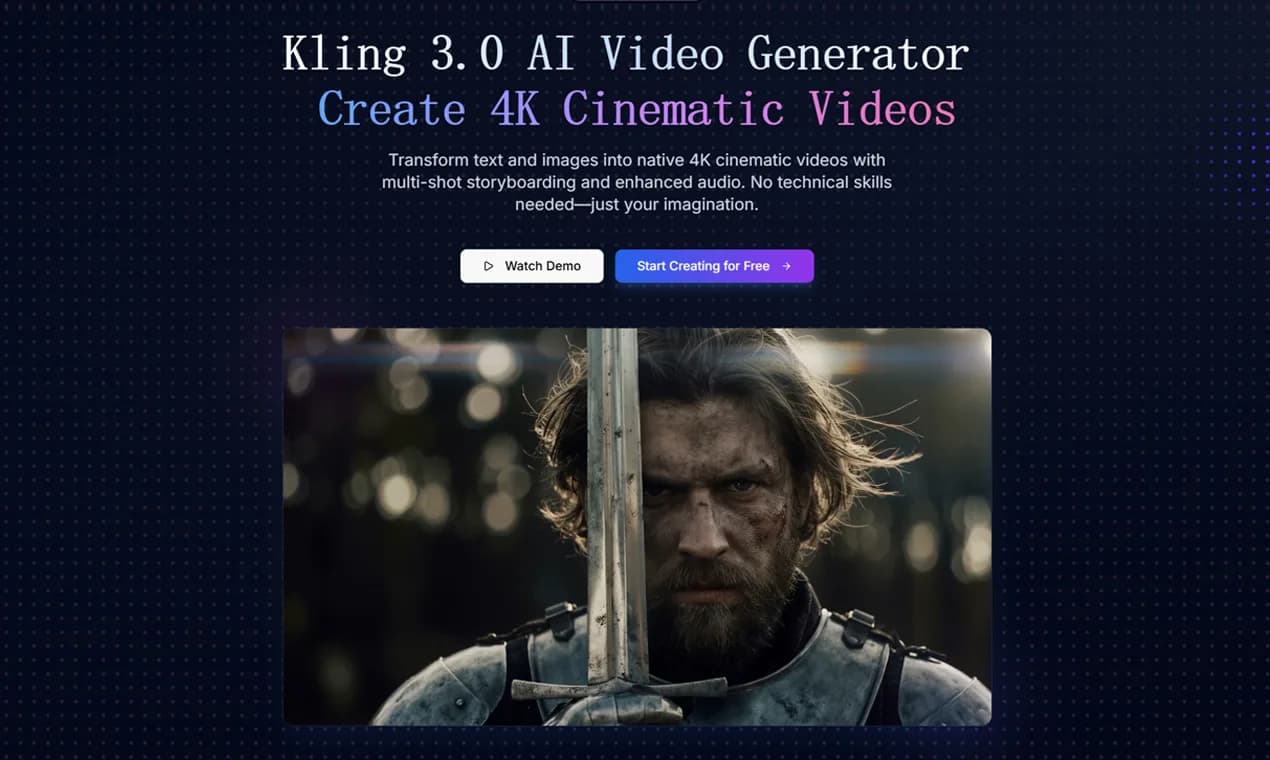Kling 3.0 AI Video Generator - Create 4K Cinematic Videos illustration 1 of 1