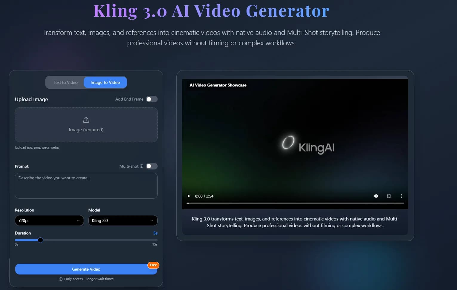 Kling 3.0 AI Video Generator – Multi-Shot Video Creation illustration 1 of 1