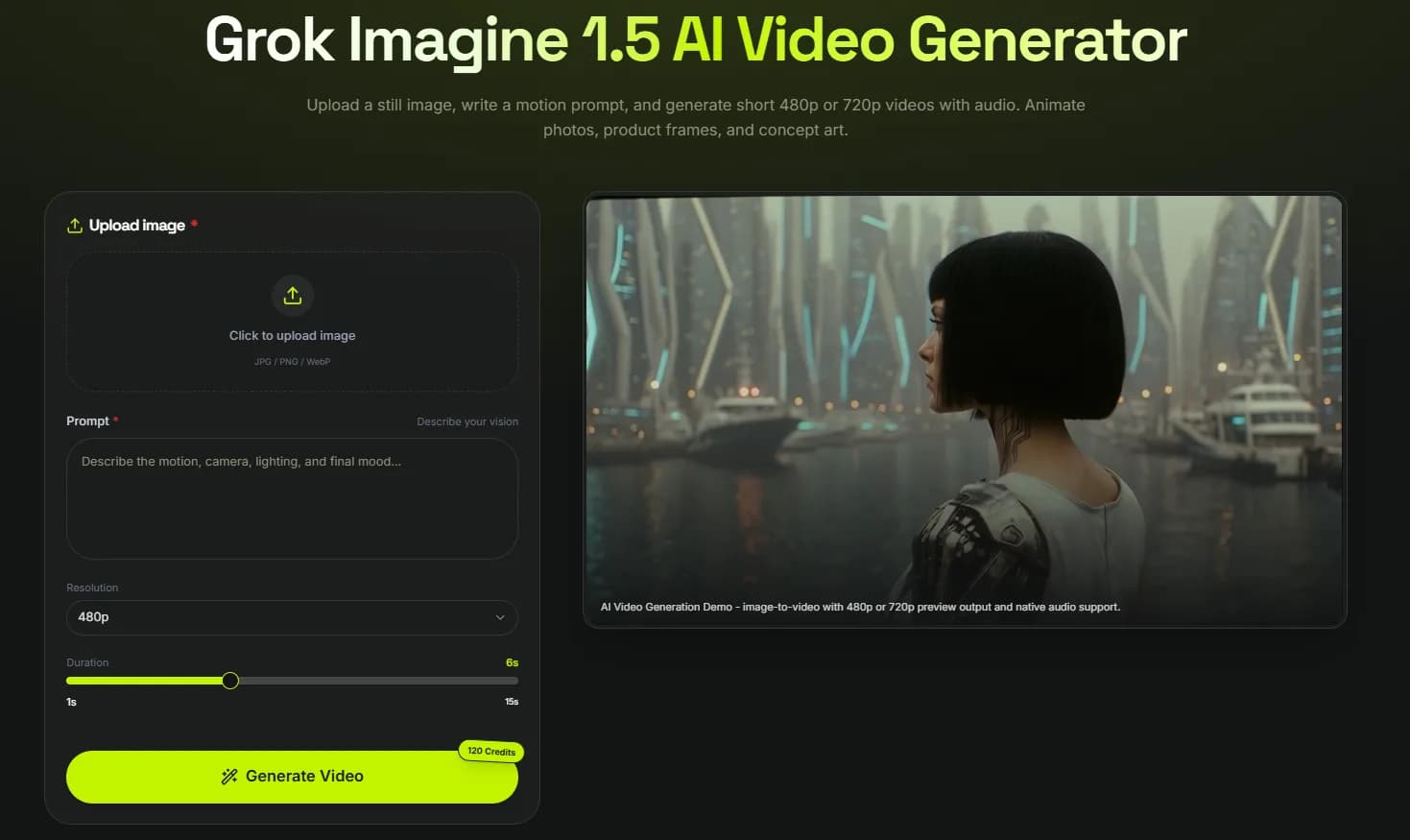 Grok Imagine 1.5 AI Video Generator from Images illustration 1 of 1