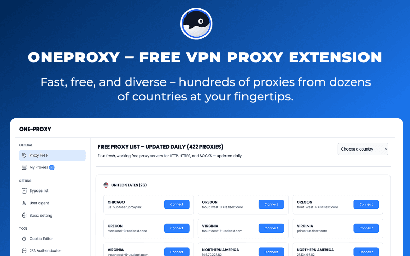 OneProxy – Free VPN Proxy Extension illustration 1 of 4