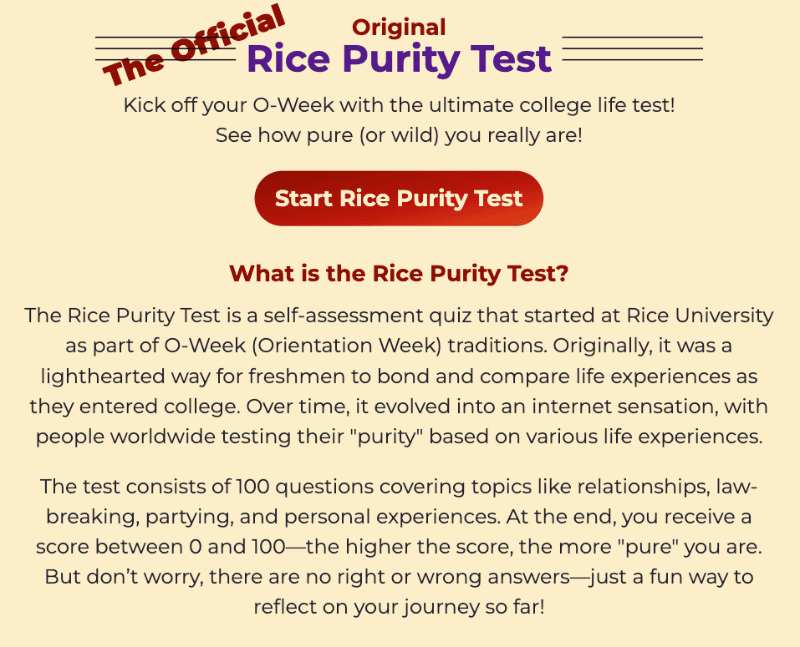 Rice Purity Test illustration 1 of 4
