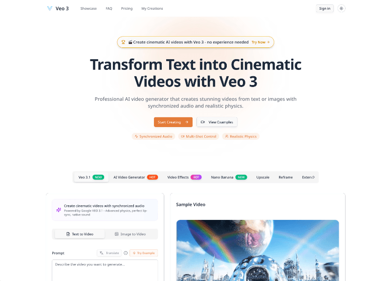 Veo 3 – Create Cinematic AI Videos with Realistic Physics illustration 1 of 4