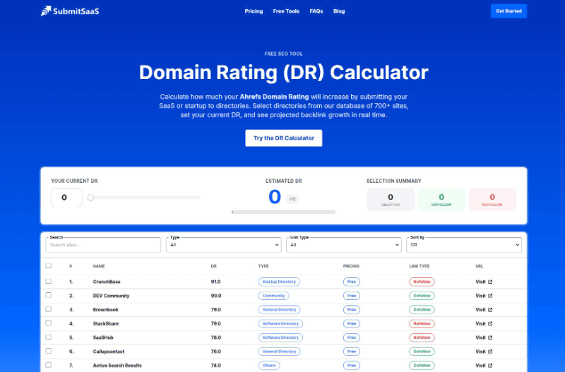 SubmitSaaS Domain Rating Calculator illustration 1 of 2